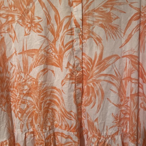 Women’s Tommy Hilfiger Dress Coral White Floral Flowy Relaxed Midi Size 2 - Picture 5 of 7