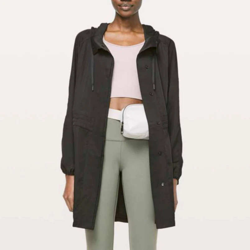 Lululemon City Stroll Jacket Hooded Cinch Waist Long Trench Coat