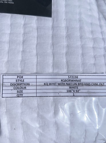 NICOLE MILLER HOME Summer Quilt Linen Border king size white natural NEW NWT - Picture 3 of 7