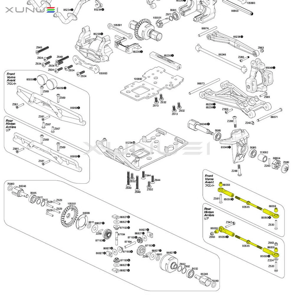 Enlace de tensor 93535 y 85050 para RC 1/8th HPI SAVAGE X XL SS 25 3.5 4.6 5.9 Foto 2 de 4