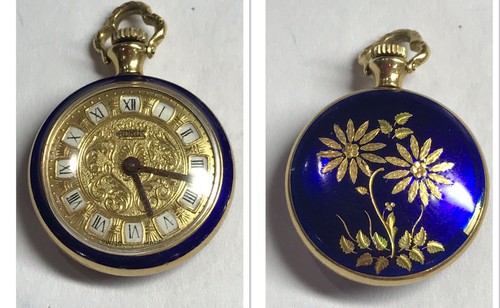 18K yellow gold Swiss Made floral enamel Horus watch Working - 第 1/6 張圖片