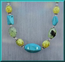 Collier Prehnit Howlith Feuer Achat Kette Federringverschluss 47,0 cm