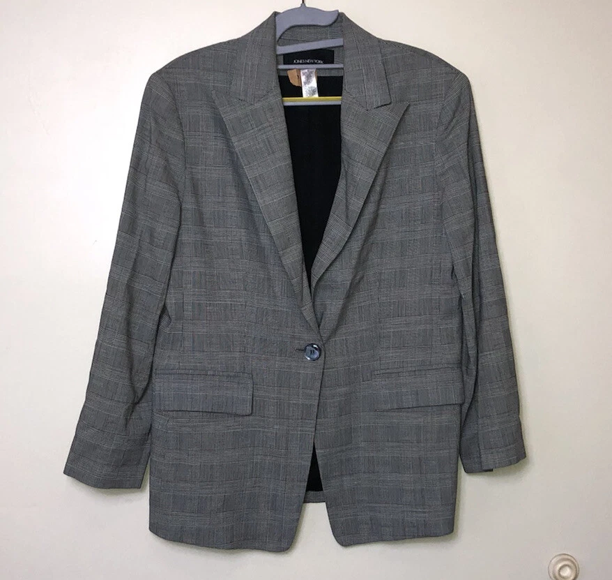 Traje pantalón mujer Jones NY negro y gris a cuadros de dos piezas. Talla 10 Foto 3 de 4