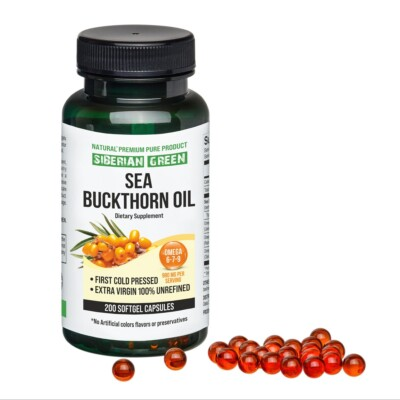 #ad Siberian Sea Buckthorn Oil 200 Caps Cold Pressed Unrefined Wild Harvested $19.95