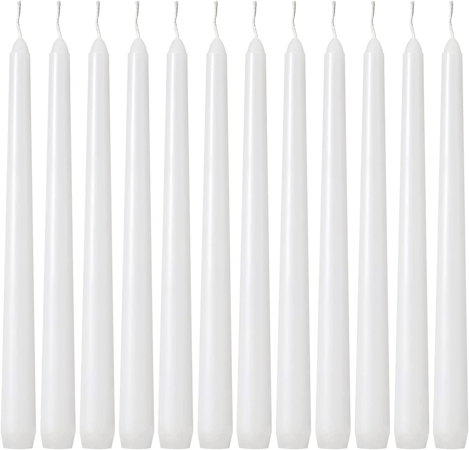 Kedtui Taper Candles 10 Inch (H) Dripless, Set of 24 White Unscented and Smokele