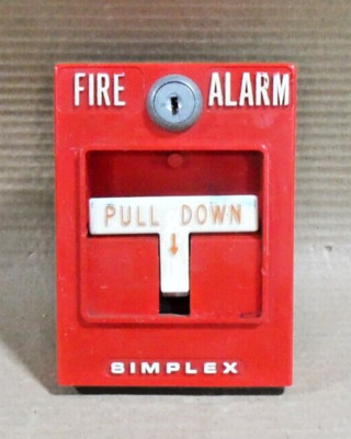 SIMPLEX 4251-20 NON-CODED RED MANUAL PULL DOWN STATION FIRE ALARM NO KEYS 425120