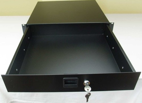 2 HE Aluminium Rack-Schublade Schloss Schnelltrennung Vollauszug Adam Hall NEU - Bild 4 von 9