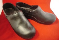 Dansko Women Loafers Black Leather Casual Slip On Clogs Shoes Sz EU39, US 8.5-9