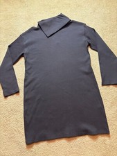 NWT Zara Cowl Turtleneck Stretch Ribbed Dark Gray T Shirt Sweater Mini Dress XL