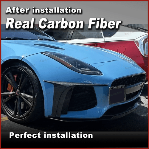 Fit for Jaguar F-type X152 16-19 Real Carbon Front Bumper Fins Splitters Canard - Picture 4 of 11