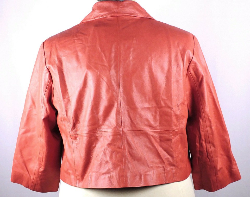 NWT Jessica London Melon Plus Size 12W Jacket Genuine Leather Lined 3/4