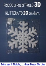 NATALE FIOCCO POLISTIROLO 3D GLITTER 20 cm Decorazione, Decoupage, Pitturazione 