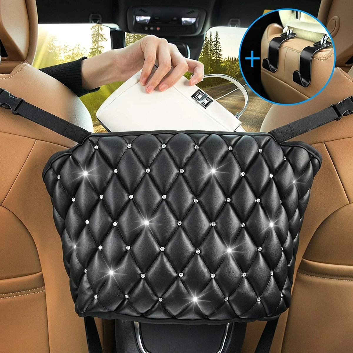 Best Purse Holder for Car, Bling Handbag Holder Between Front Seat  Organizer