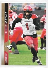 Hergy Mayala Calgary Stampeders 2021 UD CFL Football Gold /50 #148