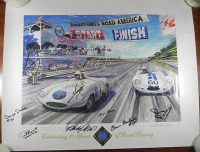 DRIVERS & ARTIST SIGNED 2005 Poster ROAD AMERICA Celebrating 50 Years Road Races