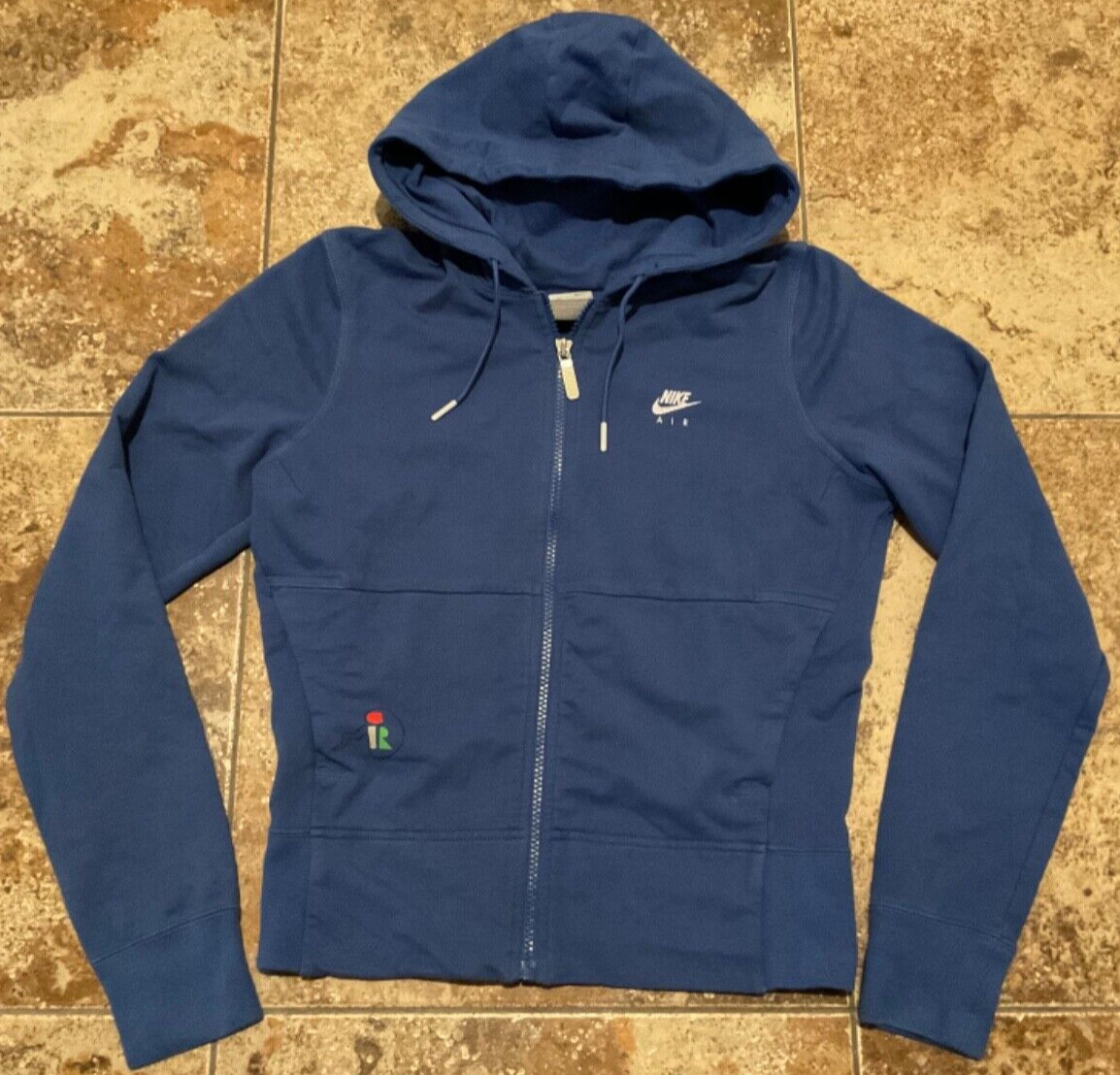 VINTAGE NIKE AIR HOODIE WOMENS SMALL ZIP-UP EMBROIDERED BLUE