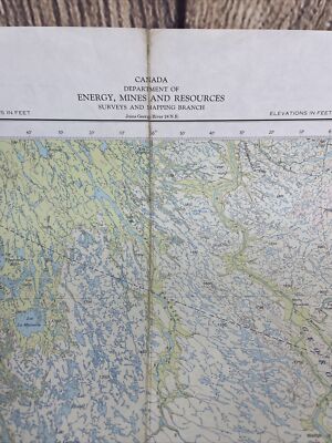 Vintage 1977 CANADA Aeronautical Chart Aerial Map INDIAN HOUSE N.T.S. 24 SE