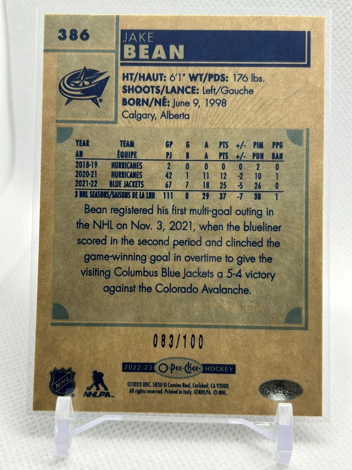 2022-23 O-Pee-Chee Retro Black #386 Jake Bean /100 - Image 2 of 2