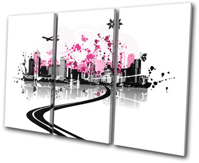 City Abstract Floral Vector TREBLE CANVAS WALL ART Picture Print VA
