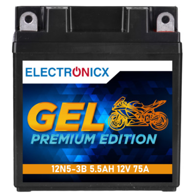 Electronicx YB5L-B GEL Motorradbatterie 12V 5,5Ah 75A/EN - Wartungsfrei, Auslauf