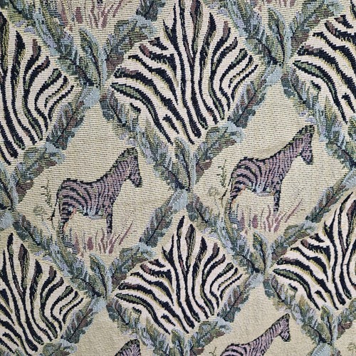 Thick Woven Zebra Upholstery Material Fabric Greens Tan Black White 58" by Yard - 第 3/8 張圖片