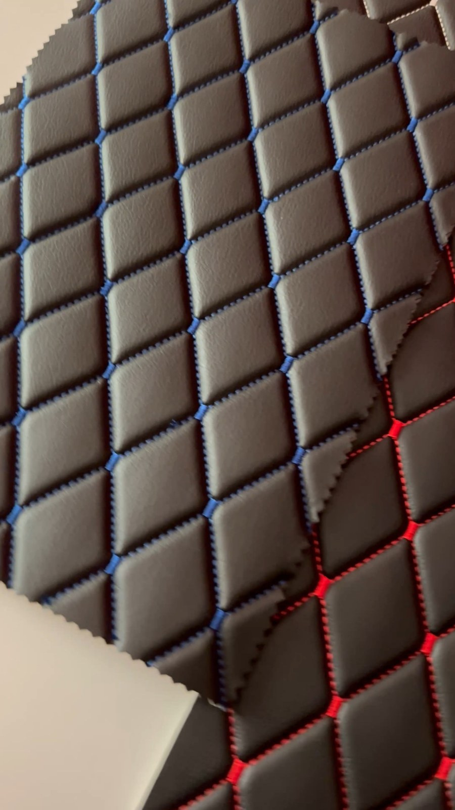 Quilted Vinyl Grain Faux Leather Car Upholstery Fabric 2"x3" 5x8cm