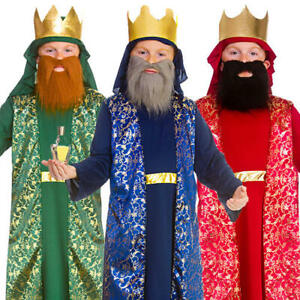 Yellow Wise Man Crown Boys Fancy Dress 3 Kings Christmas Nativity Costume 