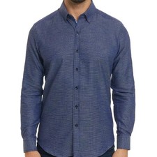 Robert Graham NWT Men's Crantor Geometric Pattern Shirt Navy Blue Size Large