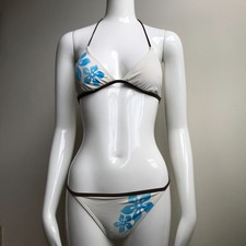 Billabong bikini BLUE CRUSH era Vintage cream  blue floral triangle set RARE