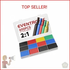 Eventronic 600PCS Heat Shrink Tubing 2:1, Electrical Wire Cable Wrap Assortment 