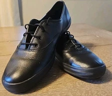 KEDS Women 11 WIDE Black Leather Dream Foam Champion Lace -Up Sneaker