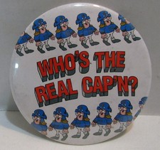 1991 Who's the Real Cap'n? Pinback Button, Cap'n Crunch Contest Promotion