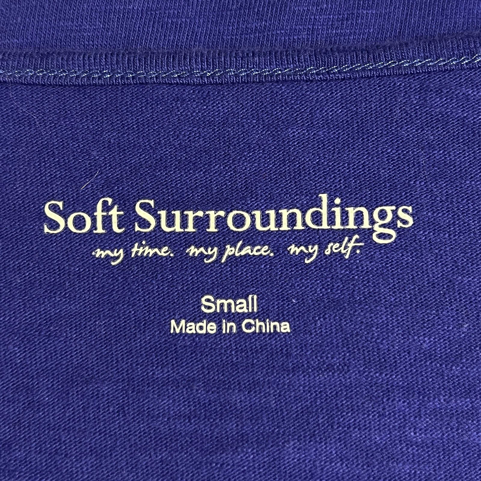 Soft Surroundings Blue Split V-neck Contrast Hem … - image 6