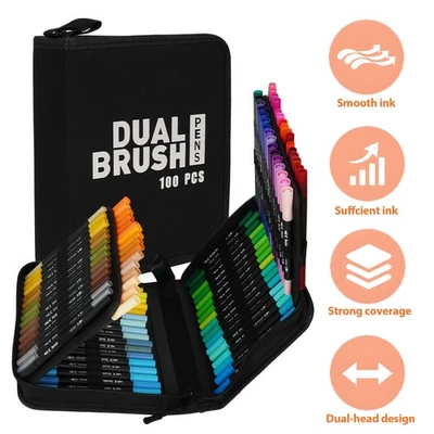 CRAFT SENSATIONS 100ER PACK DOPPELFASERMALER FILZSTIFTE FASERSTIFTE FARBSTIFTE DICK UND DÜNN