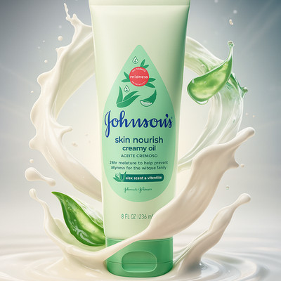 Johnson's Skin Nourish Baby Creamy Oil Moisturizer with Aloe and Vitamin E 8 oz