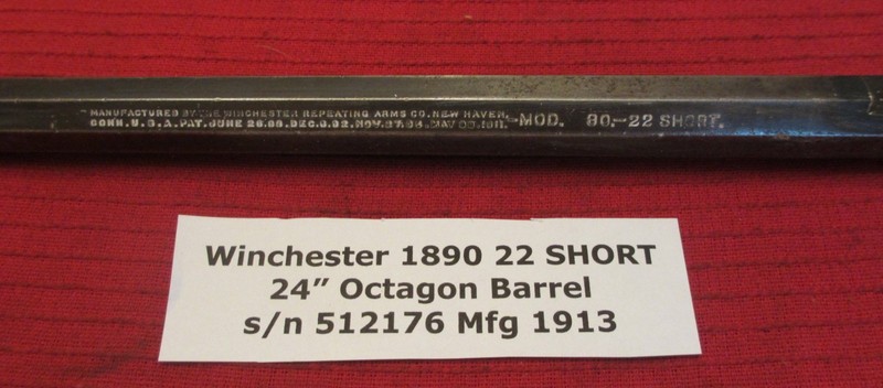 Winchester Model 1890 Original 22 SHORT 24 Inch Octagon Barrel - c1926