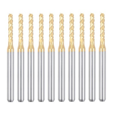 10Pcs 2mm Titanium Coat Carbide End Mill for Machine CNC Router Bits 1/8'' Shank