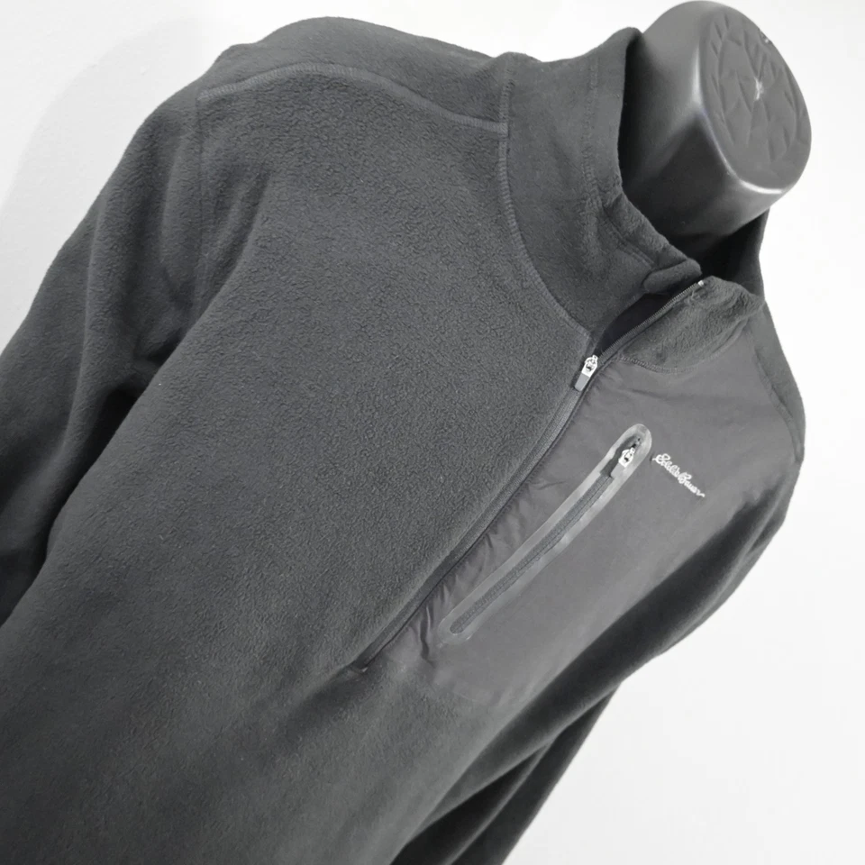 Jaqueta masculina Eddie Bauer lã 1/4 zíper preta manga longa tamanho 2XL XXL - Imagem 3 de 4