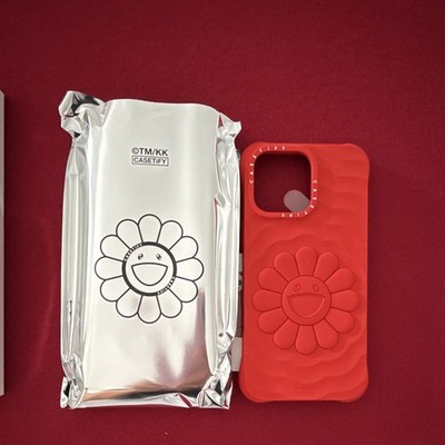 CASETiFY Silikon Schutzhülle rot für Apple iPhone, 3D Murakami Flower