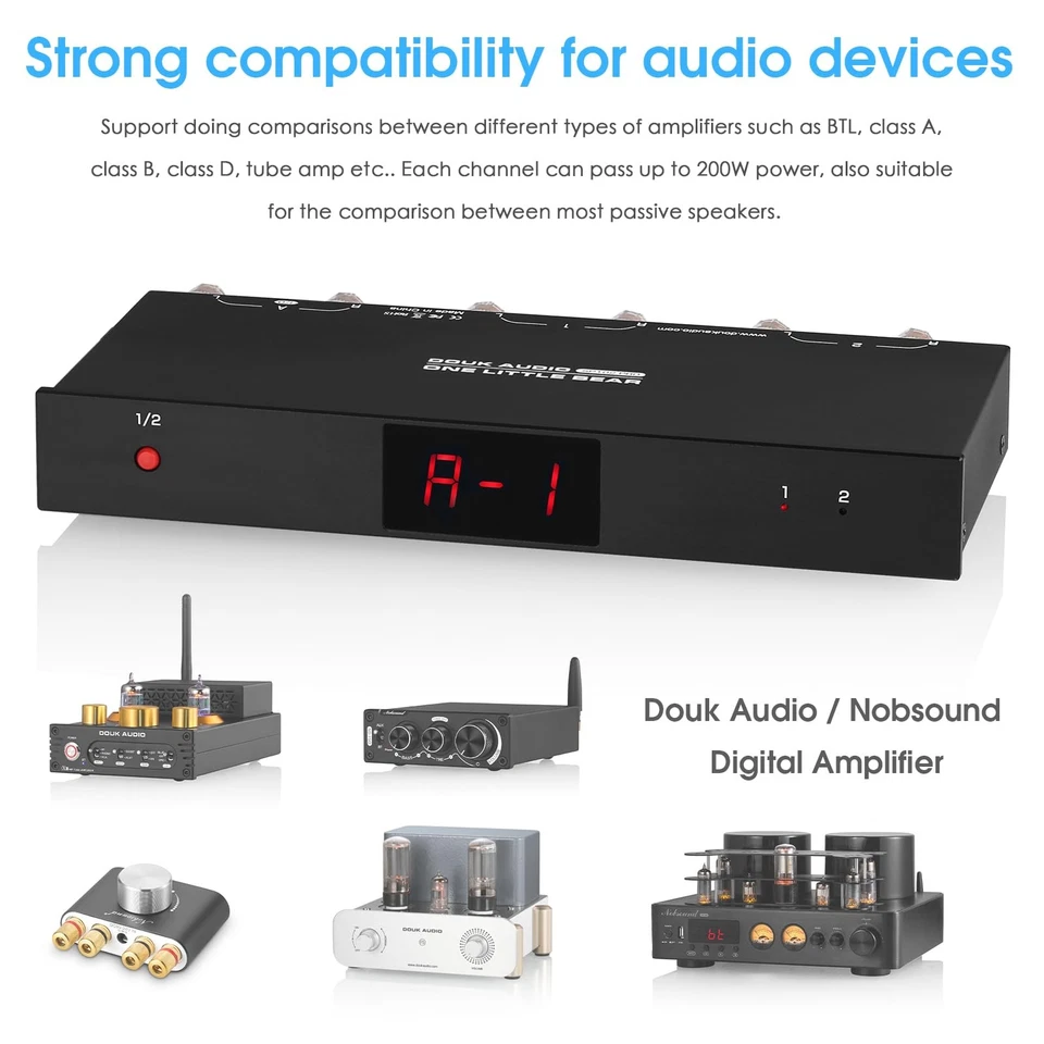 2-Way Amplifier Speaker Selector, Stereo Audio Switch Box, AB Switcher for Ho... - Image 4 of 4