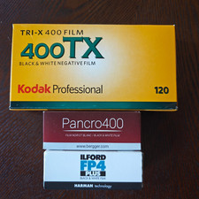 5 Rolls Kodak Tri-X 400, 1 Roll Ilford FP4 , 1 Roll Bergger Pancro 400 B W Film