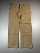 Carhartt Work Pants Mens Tan Canvas Double Knee Carpenter Utility Relaxed
