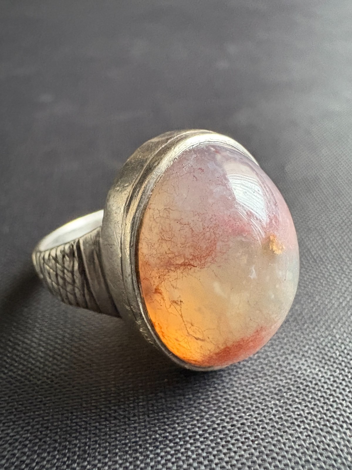 Vintage Handcrafted Silver Ring Unique Cabochon Q… - image 1