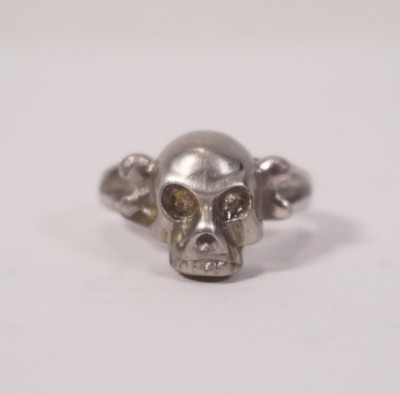 Vintage Totenkopfring Skull Ring 316L Edelstahl Augen mit Steinbesatz Gr. 64