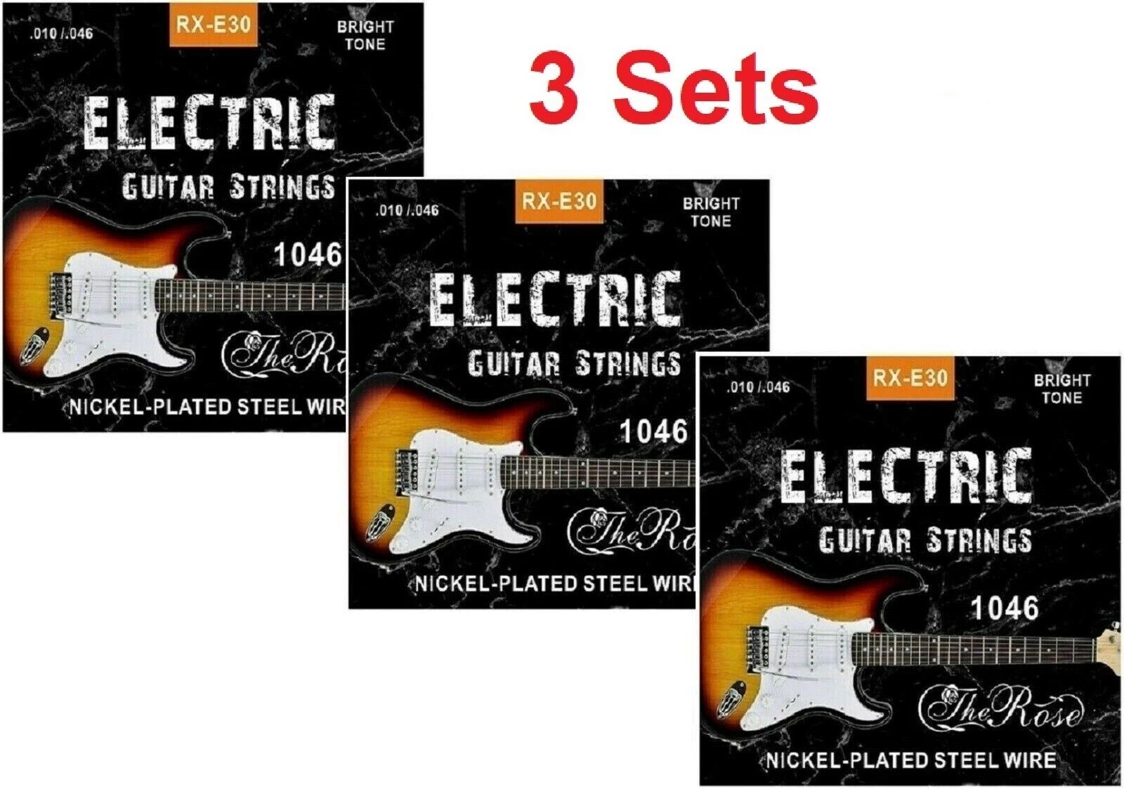 Electric Guitar Strings - 3 Sets Light Gauge 10-46 Nickel Wound