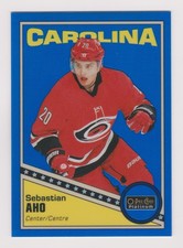 Sebastian Aho 2019-20 O-Pee-Chee Platinum Retro Blue Rainbow #R-11 Hurricanes