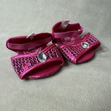 Build A Bear Workshop FUCHSIA SATIN Dressy Sequin Sandals Teddy Shoes BAB Pink