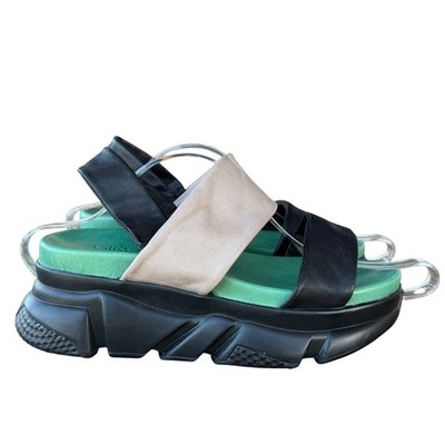 Girotti Black and Cream Leather Women's Sandals NWOB