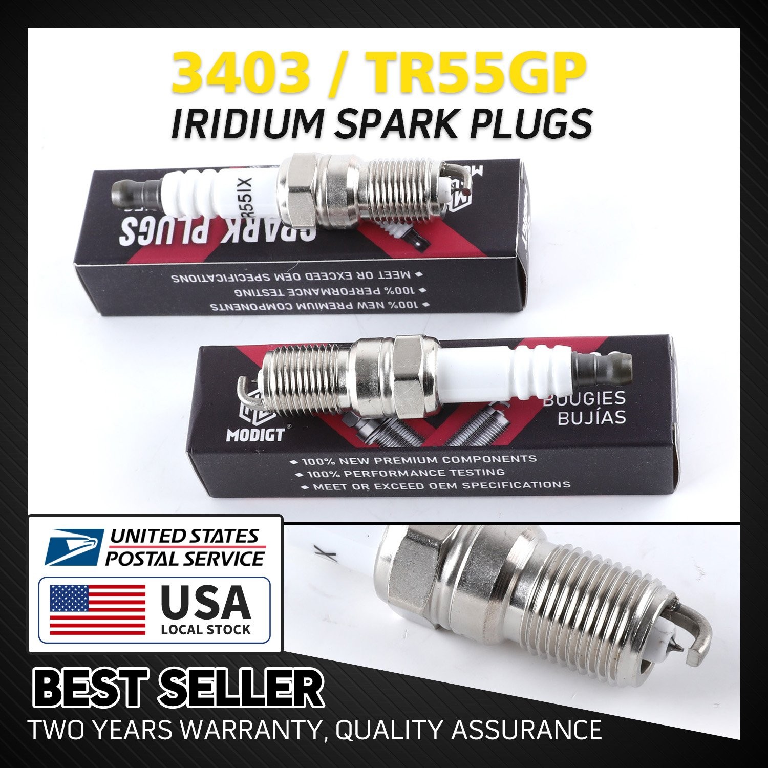 Set of 2 Fit FOR NGK TR55GP 3403 Spark Plugs Iridium For Cadillac GMC Buick Ford
