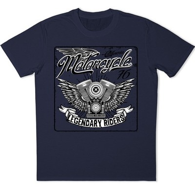 Biker T-Shirt Motorrad Legendäre Fahrer California Vintage Motor Flügel Tee
